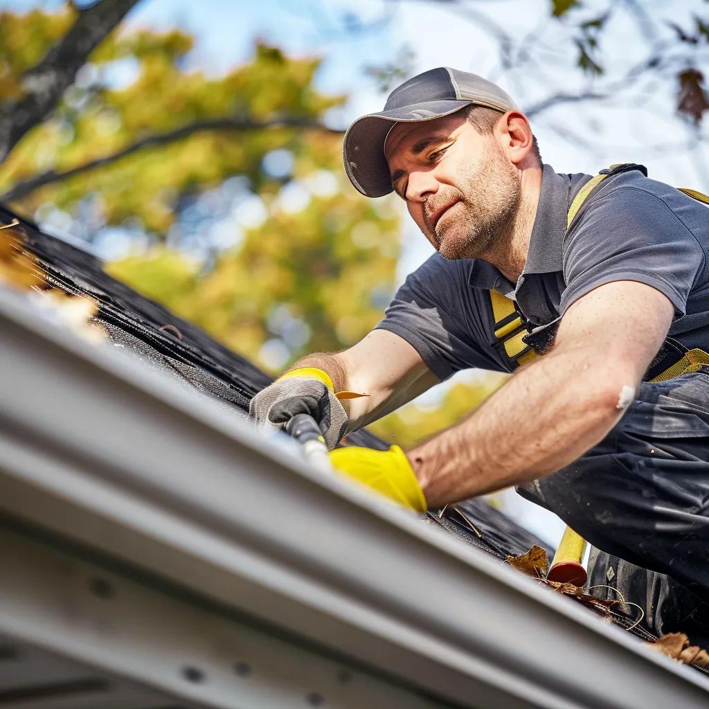 Homeowner performing DIY roof maintenance, highlighting simple maintenance tips for homeowners